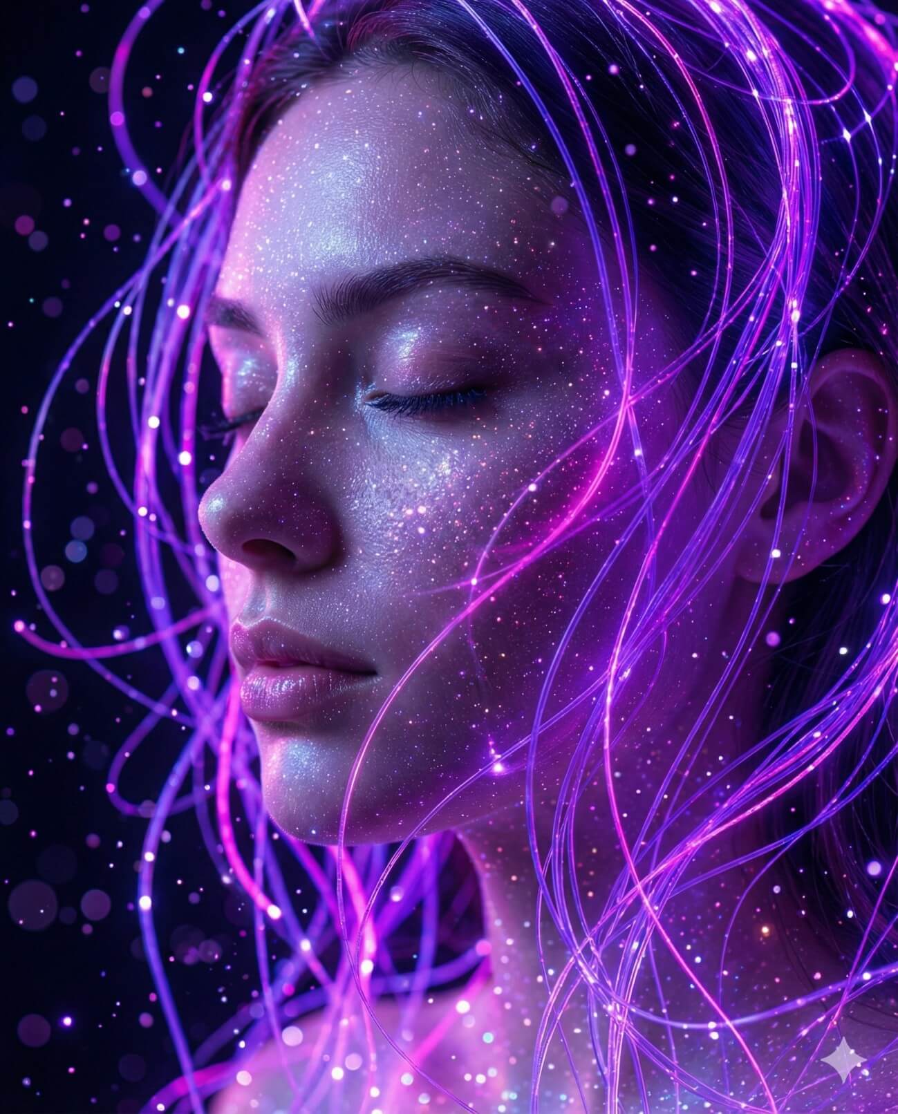 پرتره سینمایی و کانسپچوال با نورپردازی نئونی شب
