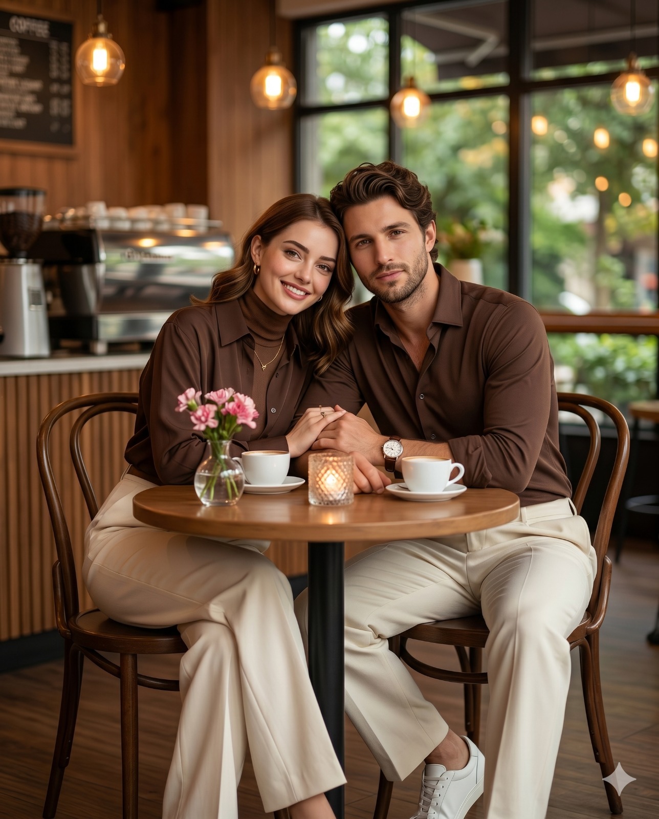 عکاسی دونفره زوج در کافه دنج
