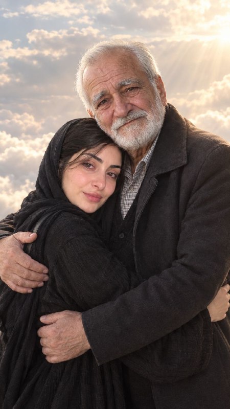 آغوش آسمانی پدر و دختر در بهشت ابری