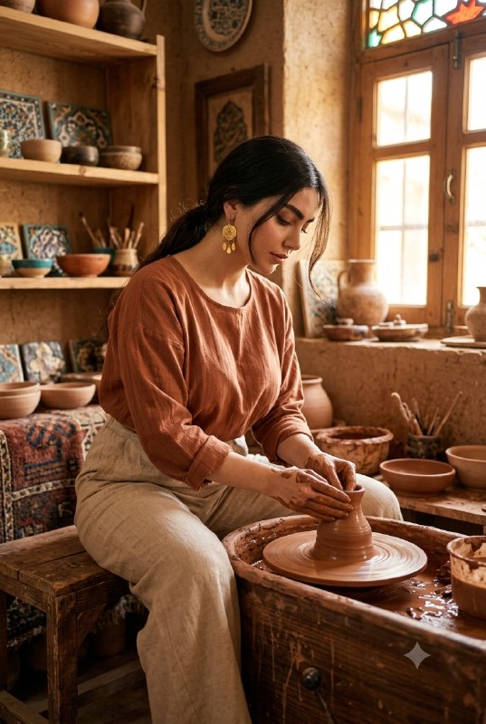 هنر و آرامش در قلب یک کارگاه سنتی ایرانی