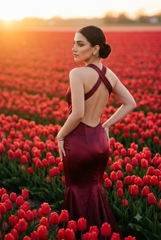 شکوه غروب میان لالههای سرخ