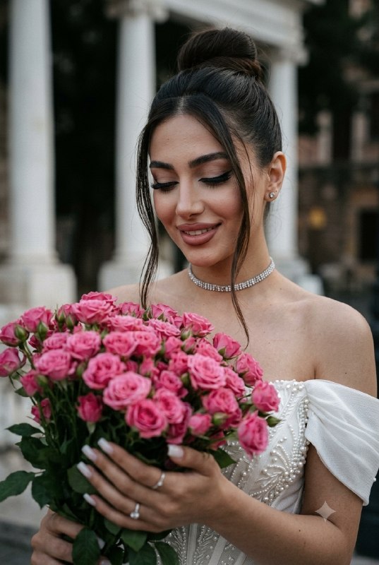 شکوه سفید با گلهای صورتی