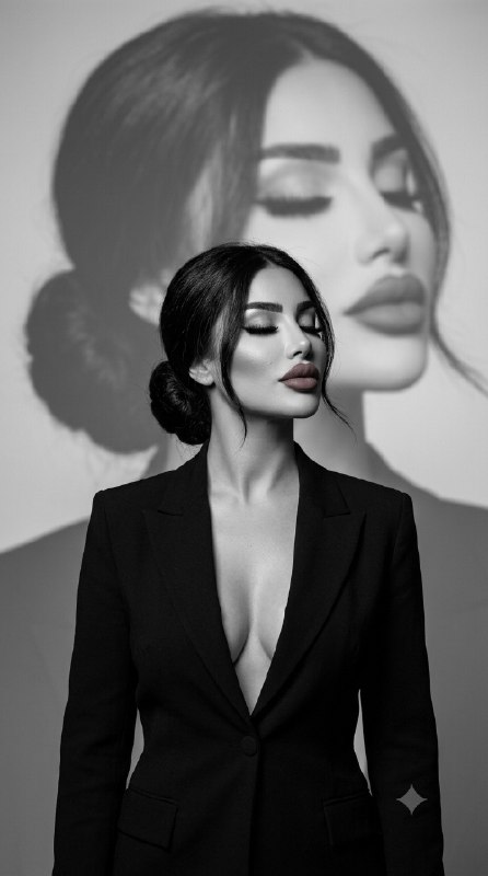 پرتره فشن سیاهوسفید با پروجکشن هنری چهره