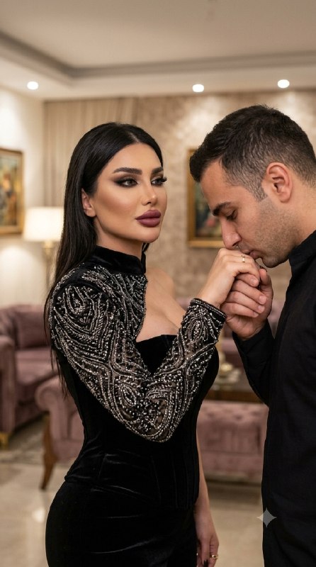 پرتره لوکس زوجی با استایل فشن و فضای اشرافی