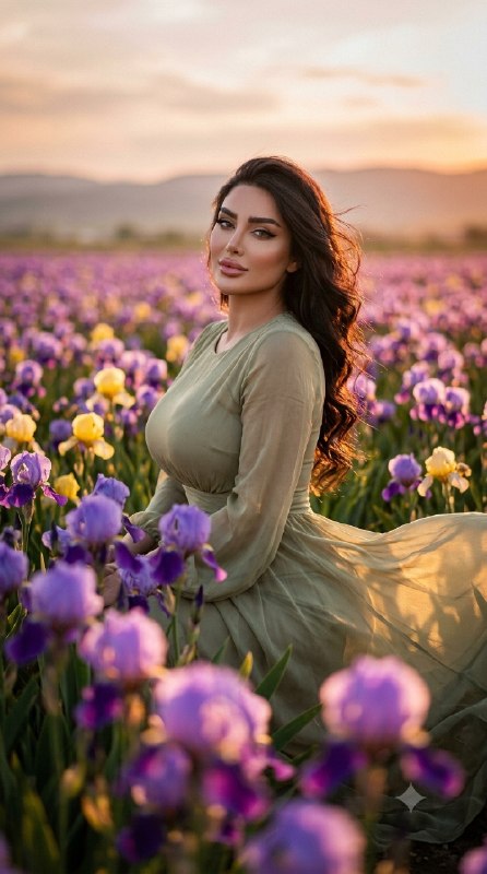 غروب رویایی میان گلهای زنبق