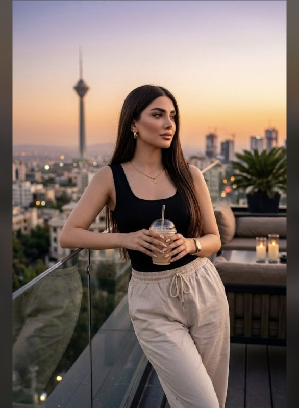غروب تهران از یک تراس لوکس