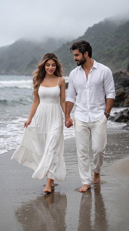 یک عکاسی عاشقانه و سینمایی در ساحلی مهآلود؛ زوجی ...