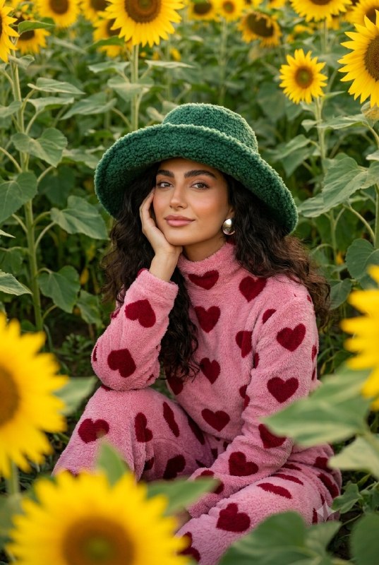 زنانه در مزرعه افتابگردان
