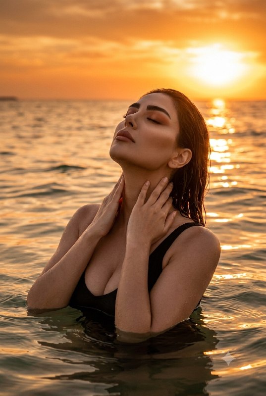 زنانه غروب دریا
